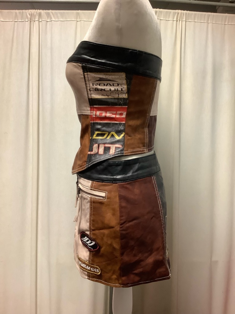 Jaded London Daytona Vegan Leather Crop Corset Strapless Top Micro Mini Skirt - Picture 3 of 16